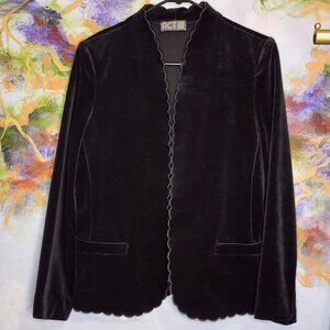 Vintage Act III Black Velvet Scalloped Edge Blazer Jacket